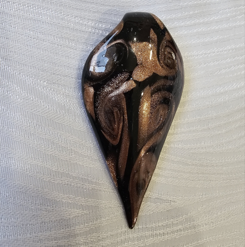 Vintage Murano Glass Black and Bronze Pendant